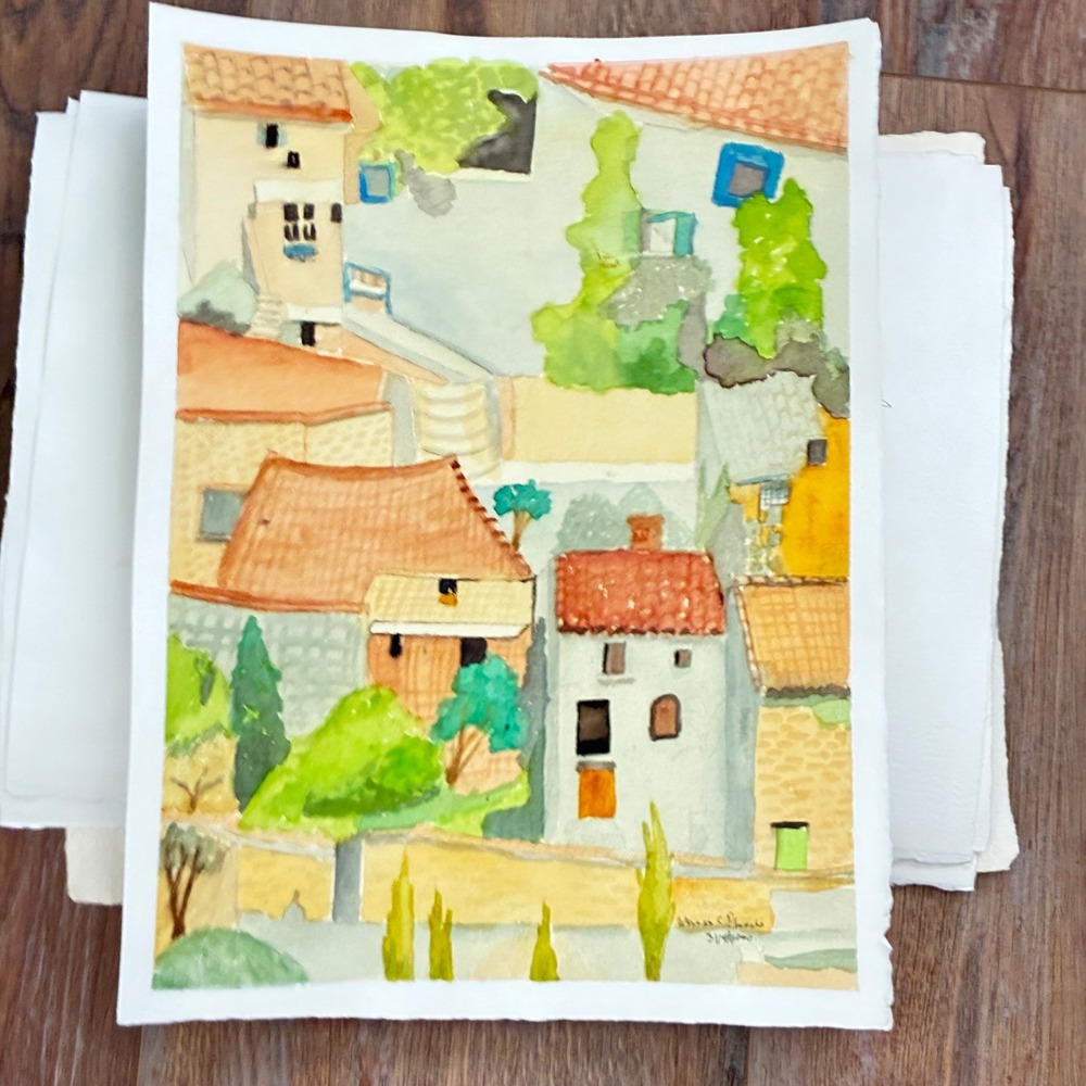Gordes France Landscape Painting Warren C Plauche Original Watercolor 11x15